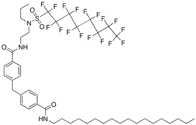 4-[[4-[[[2-[[(Heptadecafluorooctyl)sulfonyl]propylamino]ethyl]amino]carbonyl]phenyl]methyl]-N-octadecylbenzamide Structure