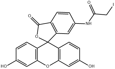 6-IAF [6-ヨードアセトアミドフルオレセイン] 化学構造式