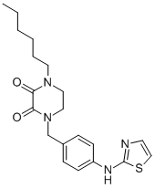 1-Hexyl-4-((4-(2-thiazolylamino)phenyl)methyl)-2,3-piperazinedione|