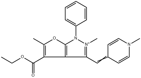1H-Furo[2,3-c]pyrazolium,  4-(ethoxycarbonyl)-2,5-dimethyl-3-[(1-methyl-4(1H)-pyridinylidene)methyl]-1-phenyl- Structure