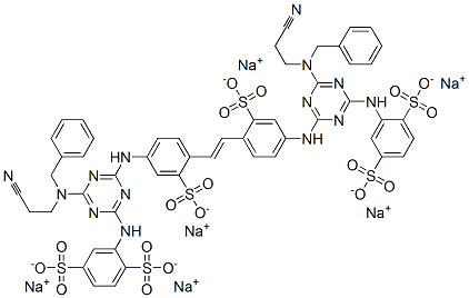 hexasodium 2,2'-[vinylenebis[(3-sulphonato-4,1-phenylene)imino[6-[(2-cyanoethyl)(phenylmethyl)amino]-1,3,5-triazine-4,2-diyl]imino]]bis(benzene-1,4-disulphonate)|
