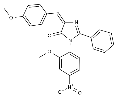 4H-Imidazol-4-one, 3,5-dihydro-3-(2-methoxy-4-nitrophenyl)-5-((4-metho xyphenyl)methylene)-2-phenyl- Structure
