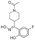 (E)-1-Acetyl-α-(5-fluoro-2-hydroxyphenyl)-N-hydroxy-4-piperidinemethanimine Struktur