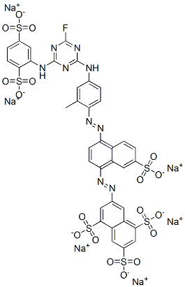 hexasodium 7-(4-(4-(4-(2,5-disulphonatoanilino)-6-fluoro-1,3,5-triazin-2-ylamino)-2-methylphenylazo)-7-sulphonatonaphthylazo)naphthalene-1,3,5- trisulphonate|