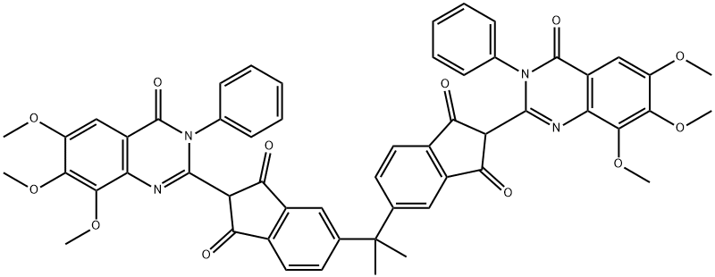 1H-Indene-1,3(2H)-dione,  5,5-(1-methylethylidene)bis[2-(3,4-dihydro-6,7,8-trimethoxy-4-oxo-3-phenyl-2-quinazolinyl)- Structure