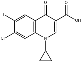 7-クロロ-1-シクロプロピル-6-フルオロ-1,4-ジヒドロ-4-オキソキノリン-3-カルボン酸 化学構造式