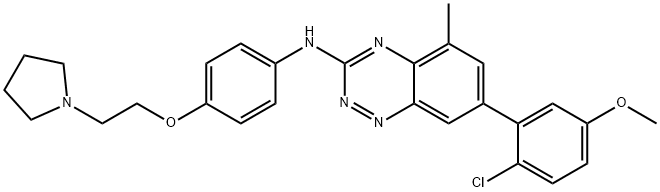 1,2,4-Benzotriazin-3-aMine, 7-(2-chloro-5-Methoxyphenyl)-5-Methyl-N-[4-[2-(1-pyrrolidinyl)ethoxy]phenyl]- Structure