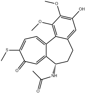 (S)-1-メトキシ-2-メチルオキシ-3-ヒドロキシ-7-アセチルアミノ-10-メチルチオ-6,7-ジヒドロベンゾ[a]ヘプタレン-9(5H)-オン 化学構造式
