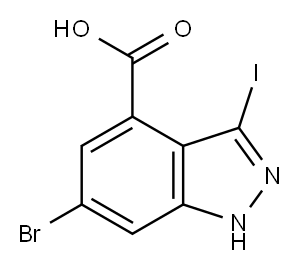 1H-Indazole-4-carboxylic acid, 6-broMo-3-iodo- Structure