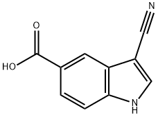 3-氰基吲哚-5-羧酸, 889942-87-4, 结构式