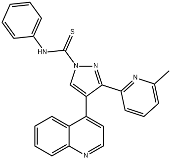 3-(6-甲基-2-吡啶基)-N-苯基-4-(4-喹啉基)-1H-吡唑-1-硫代甲酰胺 结构式