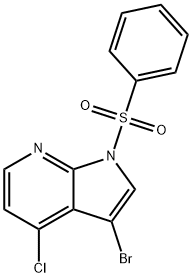 3-ブロモ-4-クロロ-1-(フェニルスルホニル)-1H-ピロロ[2,3-B]ピリジン 化学構造式