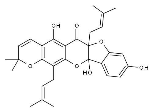 (+)-6a,11b-Dihydro-5,9,11b-trihydroxy-2,2-dimethyl-6a,13-bis(3-methyl-2-butenyl)-2H,6H-benzofuro[3,2-b]pyrano[3,2-g][1]benzopyran-6-one|