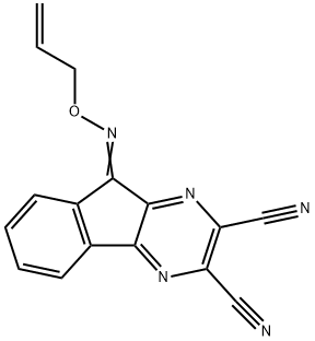 9H-INDENO[1,2-B]PYRAZINE-2,3-DICARBONITRILE, 9-[(2-PROPEN-1-YLOXY)IMINO]- Structure