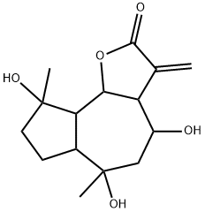 3a,4,5,6,6a,7,8,9,9a,9b-Decahydro-4,6,9-trihydroxy-6,9-dimethyl-3-methyleneazuleno[4,5-b]furan-2(3H)-one Structure