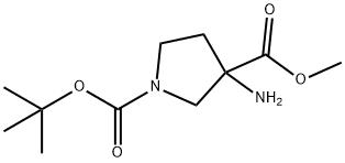 1-BOC-3-アミノピロリジン-3-カルボン酸メチル 化学構造式