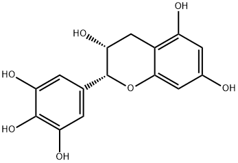 (2R,3R)-2-(3,4,5-トリヒドロキシフェニル)-3,4-ジヒドロ-2H-1-ベンゾピラン-3,5,7-トリオール 化学構造式