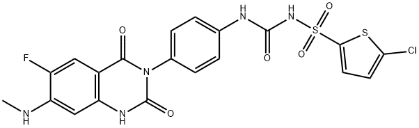5-氯-N-[[[4-[6-氟-1,4-二氢-7-(甲基氨基)-2,4-二氧代-3(2H)-喹唑啉基]苯基]氨基]羰基]-2-噻吩磺酰胺, 936500-94-6, 结构式