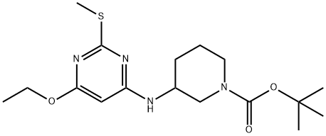 3-(6-Ethoxy-2-Methylsulfanyl-pyriMidin-4-ylaMino)-piperidine-1-carboxylic acid tert-butyl ester Struktur