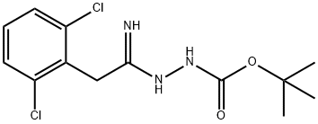 N'-[1-Amino-2-(2,6-dichlorophenyl)ethylidene]-hydrazinecarboxylic acid tert-butyl ester Struktur