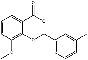 3-メトキシ-2-[(3-メチルベンジル)オキシ]安息香酸 化学構造式