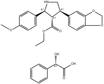 : ethyl (2R,3R,4S)-(+)-2-(4-methoxyphenyl)-4-(1,3-benzodioxol-5-yl)pyrrolidine-3-carboxylate, (S)-(+) mandelate|(2S,3S,4R)-4-(苯并[D][1,3]二氧杂环戊烯-5-基)-2-(4-甲氧基苯基)吡咯烷-3-羧酸乙酯 (S)-2-羟基-2-苯乙酸酯