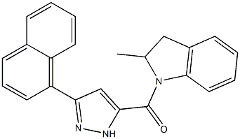 (2-methyl-2,3-dihydroindol-1-yl)-(3-naphthalen-1-yl-1H-pyrazol-5-yl)methanone Structure