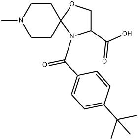 4-(4-tert-butylbenzoyl)-8-methyl-1-oxa-4,8-diazaspiro[4.5]decane-3-carboxylic acid Struktur