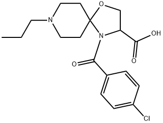 4-(4-chlorobenzoyl)-8-propyl-1-oxa-4,8-diazaspiro[4.5]decane-3-carboxylic acid Struktur