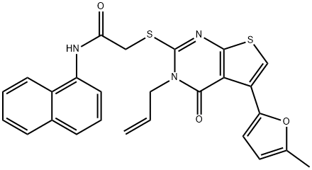 2-((3-allyl-5-(5-methylfuran-2-yl)-4-oxo-3,4-dihydrothieno[2,3-d]pyrimidin-2-yl)thio)-N-(naphthalen-1-yl)acetamide|