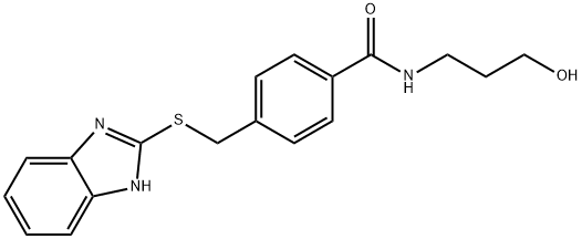 4-(((1H-benzo[d]imidazol-2-yl)thio)methyl)-N-(3-hydroxypropyl)benzamide|