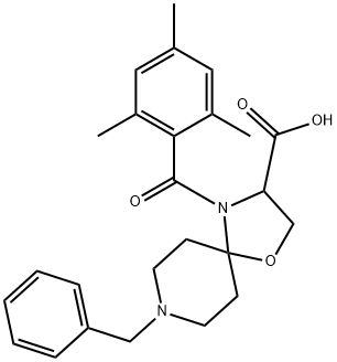 8-benzyl-4-(2,4,6-trimethylbenzoyl)-1-oxa-4,8-diazaspiro[4.5]decane-3-carboxylic acid|8-benzyl-4-(2,4,6-trimethylbenzoyl)-1-oxa-4,8-diazaspiro[4.5]decane-3-carboxylic acid