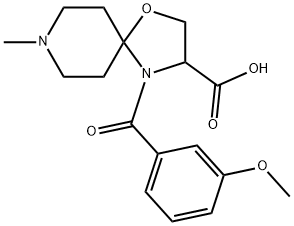 4-(3-methoxybenzoyl)-8-methyl-1-oxa-4,8-diazaspiro[4.5]decane-3-carboxylic acid Struktur