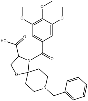 8-benzyl-4-(3,4,5-trimethoxybenzoyl)-1-oxa-4,8-diazaspiro[4.5]decane-3-carboxylic acid|8-benzyl-4-(3,4,5-trimethoxybenzoyl)-1-oxa-4,8-diazaspiro[4.5]decane-3-carboxylic acid