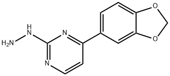 4-(1,3-benzodioxol-5-yl)-2-hydrazinopyrimidine Struktur