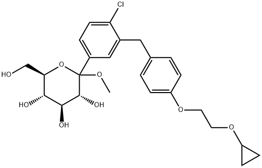 (3R,4S,5S,6R)-2-(4-chloro-3-(4-(2-cyclopropoxyethoxy)benzyl)phenyl)-6-(hydroxymethyl)-2-methoxytetrahydro-2H-pyran-3,4,5-triol