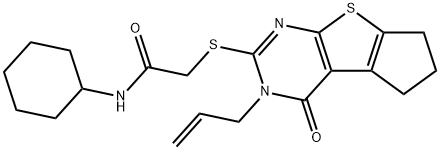 2-((3-allyl-4-oxo-3,5,6,7-tetrahydro-4H-cyclopenta[4,5]thieno[2,3-d]pyrimidin-2-yl)thio)-N-cyclohexylacetamide|