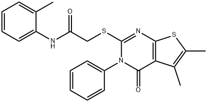 2-((5,6-dimethyl-4-oxo-3-phenyl-3,4-dihydrothieno[2,3-d]pyrimidin-2-yl)thio)-N-(o-tolyl)acetamide|