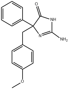 2-amino-5-[(4-methoxyphenyl)methyl]-5-phenyl-4,5-dihydro-1H-imidazol-4-one Struktur