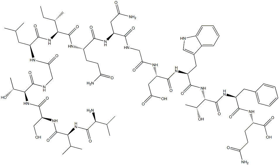 L-Glutamine, L-valyl-L-valyl-L-seryl-L-threonylglycyl-L-leucyl-L-isoleucyl-L-glutaminyl-L-asparaginylglycyl-L-alpha-aspartyl-L-tryptophyl-L-threonyl-L-phenylalanyl- Struktur