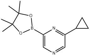 2-cyclopropyl-6-(4,4,5,5-tetramethyl-1,3,2-dioxaborolan-2-yl)pyrazine Struktur