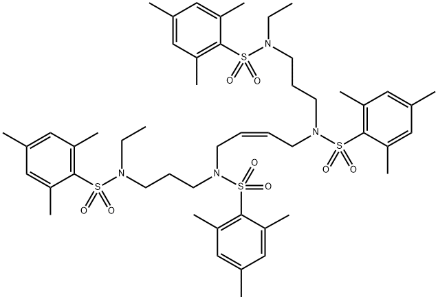 N,N-(but-2-ene-1,4-diyl)bis(N-(3-(N-ethyl-2,4,6-trimethylphenylsulfonamido)propyl)-2,4,6-trimethylbenzenesulfonamide)(WXG01995) Struktur