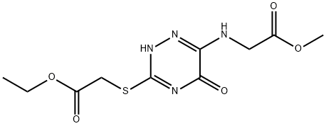 ethyl 2-((5-hydroxy-6-((2-methoxy-2-oxoethyl)amino)-1,2,4-triazin-3-yl)thio)acetate|