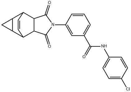 N-(4-chlorophenyl)-3-(3,5-dioxo-4-azatetracyclo[5.3.2.0~2,6~.0~8,10~]dodec-11-en-4-yl)benzamide Struktur