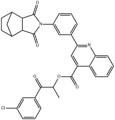 2-(3-chlorophenyl)-1-methyl-2-oxoethyl 2-[3-(3,5-dioxo-4-azatricyclo[5.2.1.0~2,6~]dec-4-yl)phenyl]-4-quinolinecarboxylate Structure