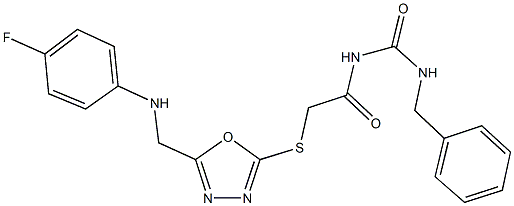 N-benzyl-N'-[({5-[(4-fluoroanilino)methyl]-1,3,4-oxadiazol-2-yl}sulfanyl)acetyl]urea Structure