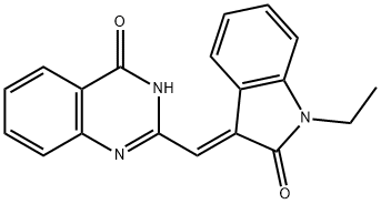 2-[(1-ethyl-2-oxo-1,2-dihydro-3H-indol-3-ylidene)methyl]-4(3H)-quinazolinone Struktur