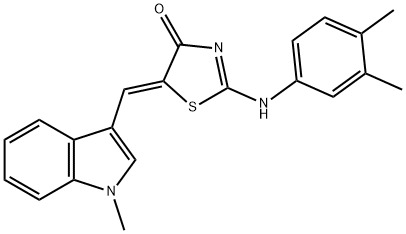 2-(3,4-dimethylanilino)-5-[(1-methyl-1H-indol-3-yl)methylene]-1,3-thiazol-4(5H)-one Structure
