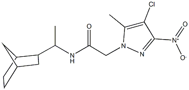N-(1-bicyclo[2.2.1]hept-2-ylethyl)-2-{4-chloro-3-nitro-5-methyl-1H-pyrazol-1-yl}acetamide Structure