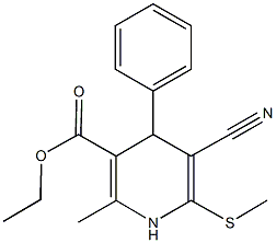 ethyl 5-cyano-2-methyl-6-(methylsulfanyl)-4-phenyl-1,4-dihydro-3-pyridinecarboxylate Struktur